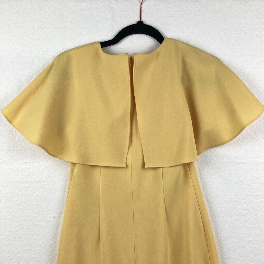 Vince Camuto Womens Yellow Pleated Cape Collar Fitted Dress Size 2 - Picture 10 of 13